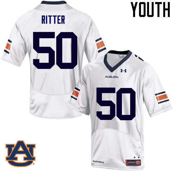 Youth Auburn Tigers #50 Chase Ritter College Football Jerseys Sale-White